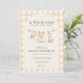 Safari Wild One Jungle Photo Baby Shower 招待状 (スタンド正面)