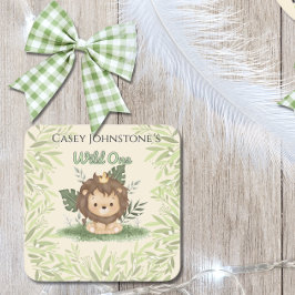 Safari Wild One Watercolor 1st Birthday スクエアペーパーコースター