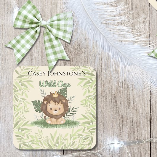 Safari Wild One Watercolor 1st Birthday スクエアペーパーコースター