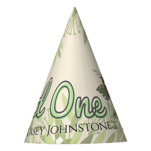 Safari Wild One Watercolor 1st Birthday パーティーハット (正面)