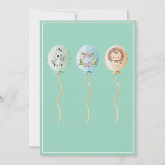 Safari Wild One Watercolor 1st Birthday 招待状 (裏面)