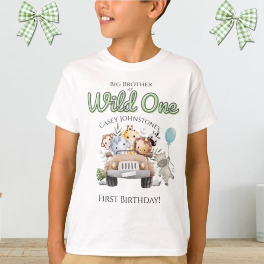 Safari Wild One Watercolor 1st Birthday with Title Tシャツ