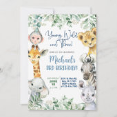 Safari Young, Wild & Three boy 3rd birthday invite 招待状 (正面)