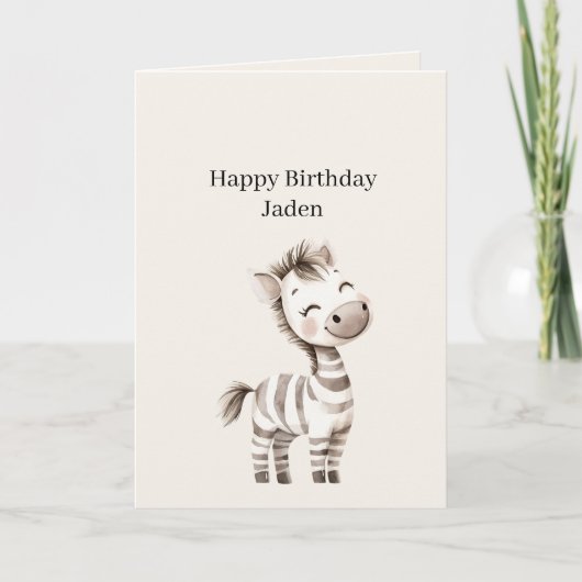 Safari Zebra Birthday カード (正面)
