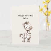 Safari Zebra Birthday カード (黄色い花)