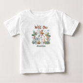 Safari ZOO Animals Wild One Boy 1st誕生日 ベビーTシャツ (正面)
