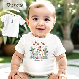 Safari ZOO Animals Wild One Boy 1st誕生日 ベビーTシャツ