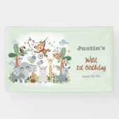 Safari ZOO Animals Wild One Green誕生日 横断幕 (横)