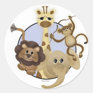 Safarri動物のステッカー ラウンドシール