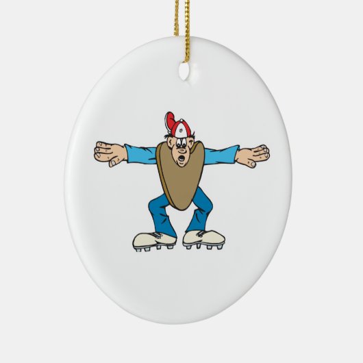 SAFEを呼んでいる漫画の丸い審判員 セラミックオーナメント (右)