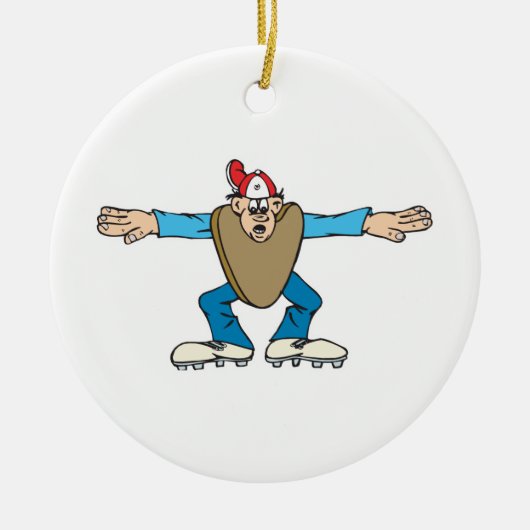 SAFEを呼んでいる漫画の丸い審判員 セラミックオーナメント (正面)