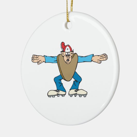 SAFEを呼んでいる漫画の丸い審判員 セラミックオーナメント (左)