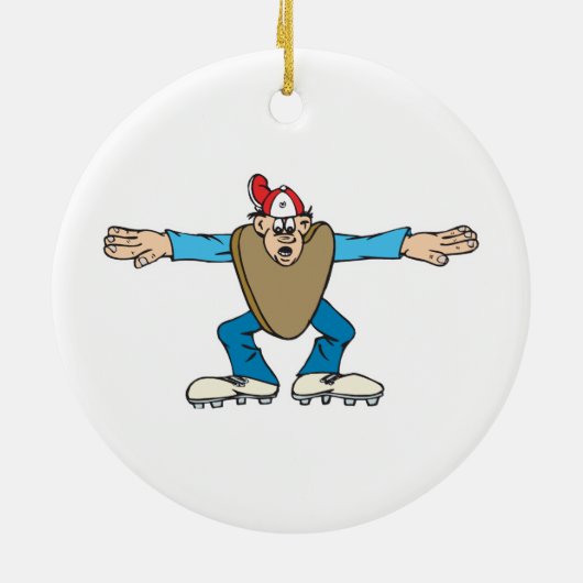 SAFEを呼んでいる漫画の丸い審判員 セラミックオーナメント (裏面)