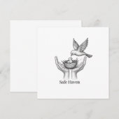 Safe Haven - 人の手の中の鳥 自然アートマーケット 招待状 (正面/裏面)