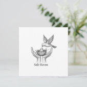Safe Haven - 人の手の中の鳥 自然アートマーケット 招待状 (スタンド正面)