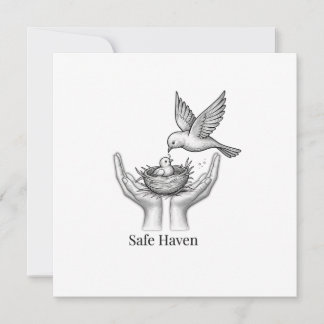 Safe Haven - 人の手の中の鳥 自然アートマーケット 招待状