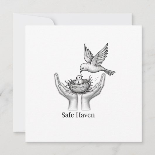 Safe Haven - 人の手の中の鳥 自然アートマーケット 招待状 (正面)
