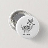 Safe Haven - 人の手の中の鳥 自然アートマーケット 缶バッジ (正面&裏面)