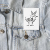 Safe Haven - 人の手の中の鳥 自然アートマーケット 缶バッジ (インサイチュ)