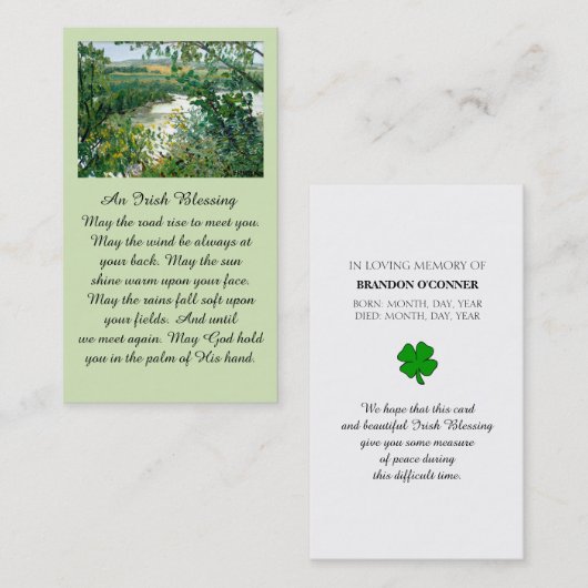 Safely Home Memorial Irish Blessing Prayer Card 名刺 (正面/裏面)