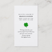 Safely Home Memorial Irish Blessing Prayer Card 名刺 (裏面)