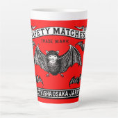 Safety 日本の Matchesアートこうもり カフェラテマグ (正面)