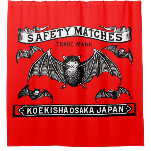 Safety 日本の Matchesアートこうもり シャワーカーテン (正面)