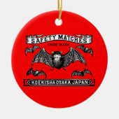 Safety 日本の Matchesアートこうもり セラミックオーナメント (正面)