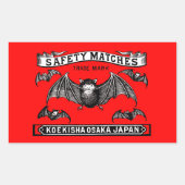Safety 日本の Matchesアートこうもり 長方形シール (正面)