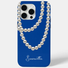 Safety Blue Pearl necklace iPhone 15 Pro Maxケース