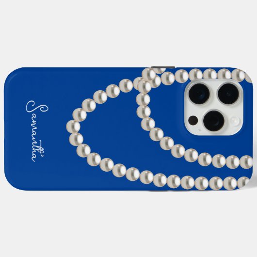Safety Blue Pearl necklace Case-Mate iPhoneケース (裏面 (横))