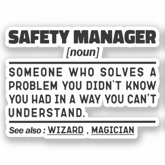 Safety Manager名詞働退職した者おもしろい シール (正面)