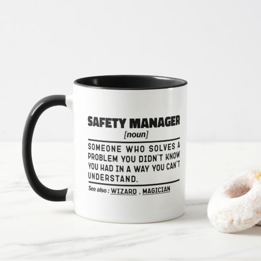 Safety Manager名詞働退職した者おもしろい マグカップ (ドーナツ)
