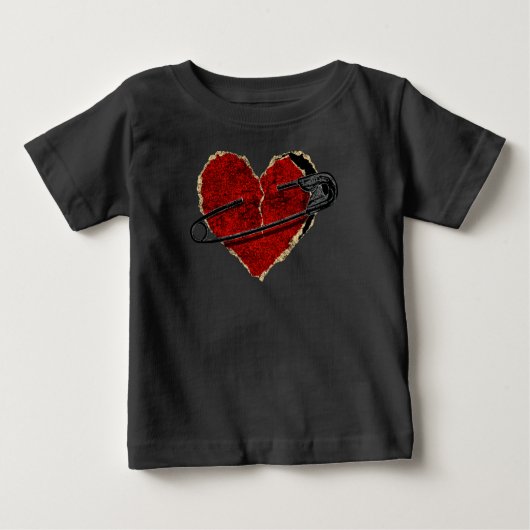 Safety Pin Heart Punk Rock Emo Goth Classic ベビーTシャツ (正面)