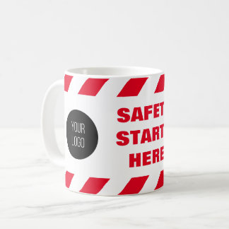 Safety Starts Here 赤白ファイヤーテープ ロゴ コーヒーマグカップ
