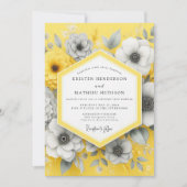 Saffron Charcoal Bloom Wedding 招待状 (正面)