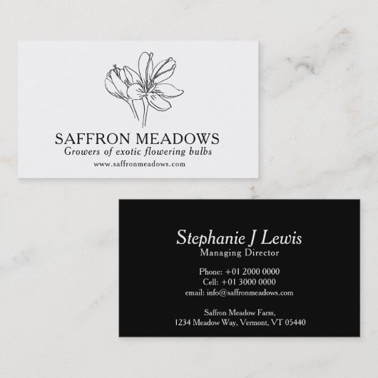 Saffron farm plant bulb suppliers business card 名刺 (正面/裏面)
