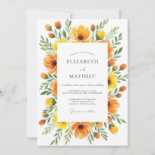 Saffron Lively Botanical Wedding 招待状 (正面)