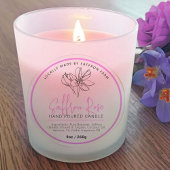Saffron rose candle ingredient drawn logo mauve ラウンドシール