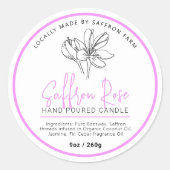 Saffron rose candle ingredient drawn logo mauve ラウンドシール (正面)