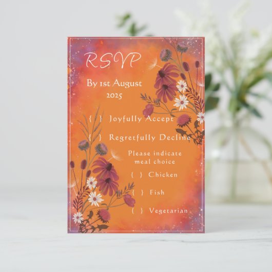 Saffron Sky Wildflower - RSVP card vertical (スタンド正面)