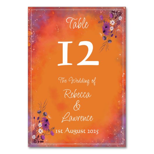 Saffron Sky Wildflowers テーブルナンバー (正面)