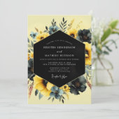 Saffron Slate Moody Flora Wedding 招待状 (スタンド正面)