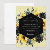 Saffron Slate Moody Flora Wedding 招待状 (正面/裏面)