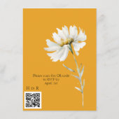 Saffron Yellow, Daisy Floral Wedding QR Code エンクロージャーカード (裏面)