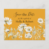 Saffron Yellow, Daisy Floral Wedding Save the Date ポストカード (正面)