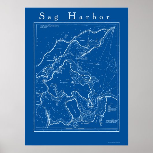 Sag Harbor, New York 航海の Chart Poster ポスター (正面)