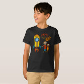Saganおよびロキのロケットの黒いティー Tシャツ (正面フル)