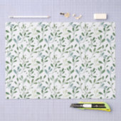 SageとBlue Decompageリーフパターンの背景 薄葉紙 (クラフト)