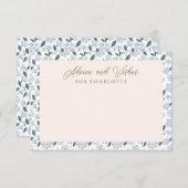  sageとdusty blueの花のベイビーシャワーアドバイスカード エンクロージャーカード (正面/裏面)